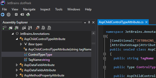Dark color theme in dotPeek