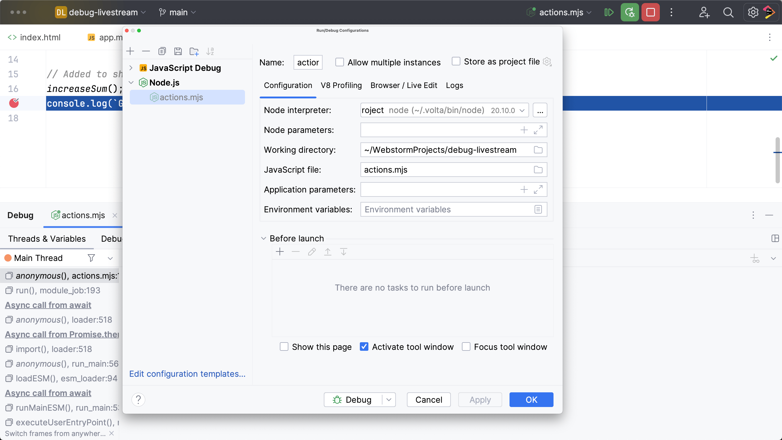 Edit Node.js Config
