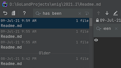 Search Text or Files in Local History