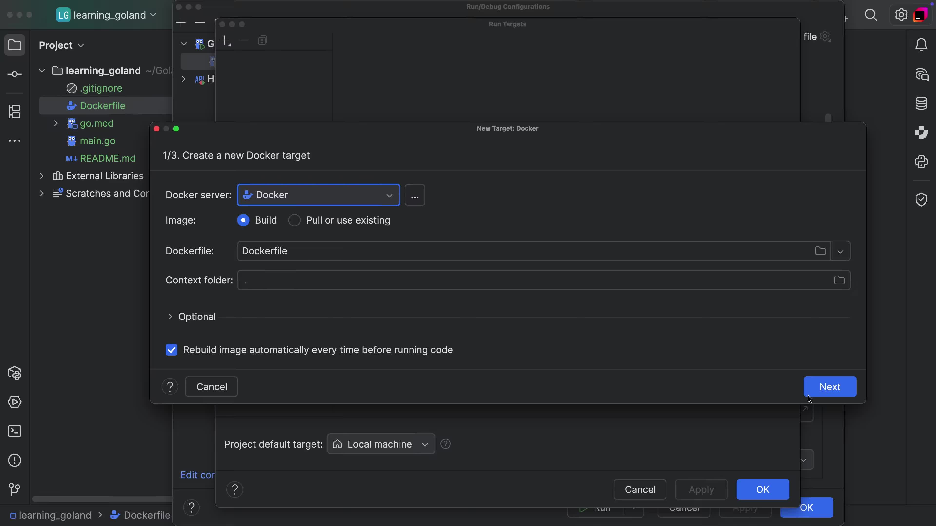 Run Target support via Docker