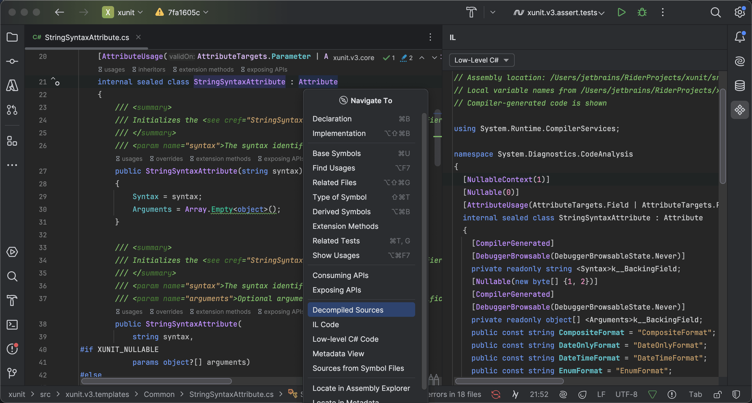 Bundled decompiler in Rider