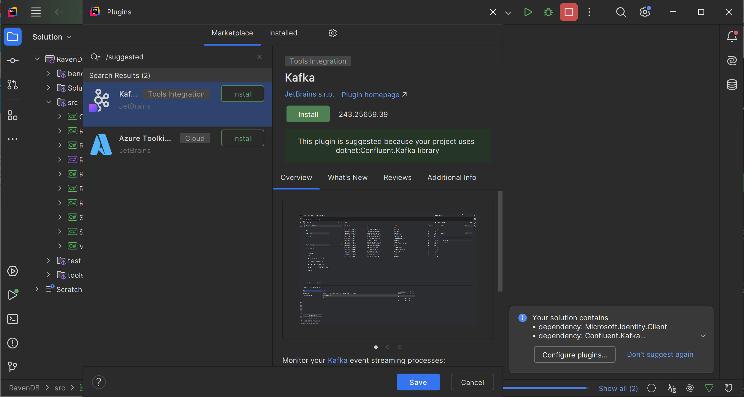 Bundled and available plugins to Rider