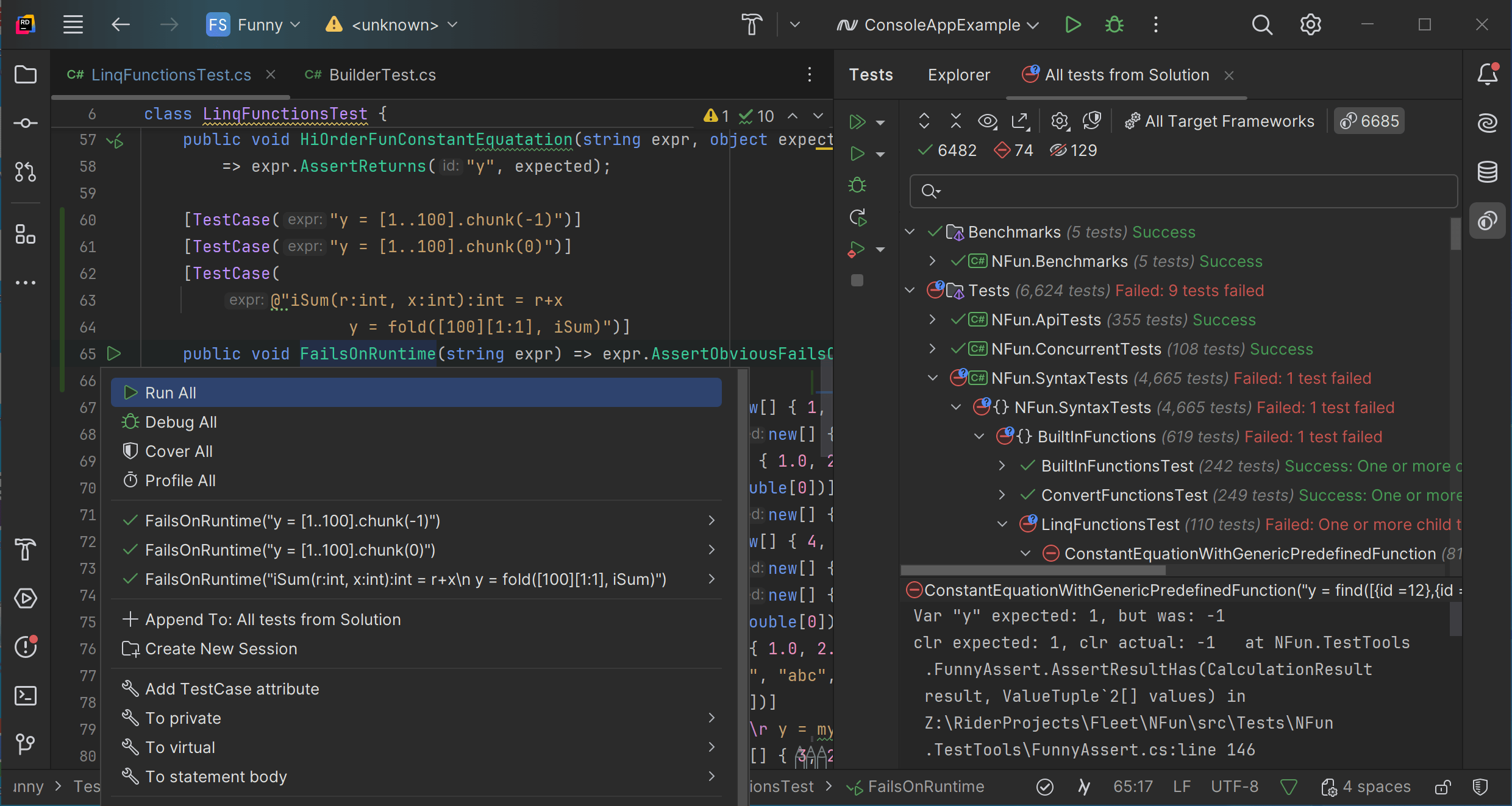 Unit testing with Rider