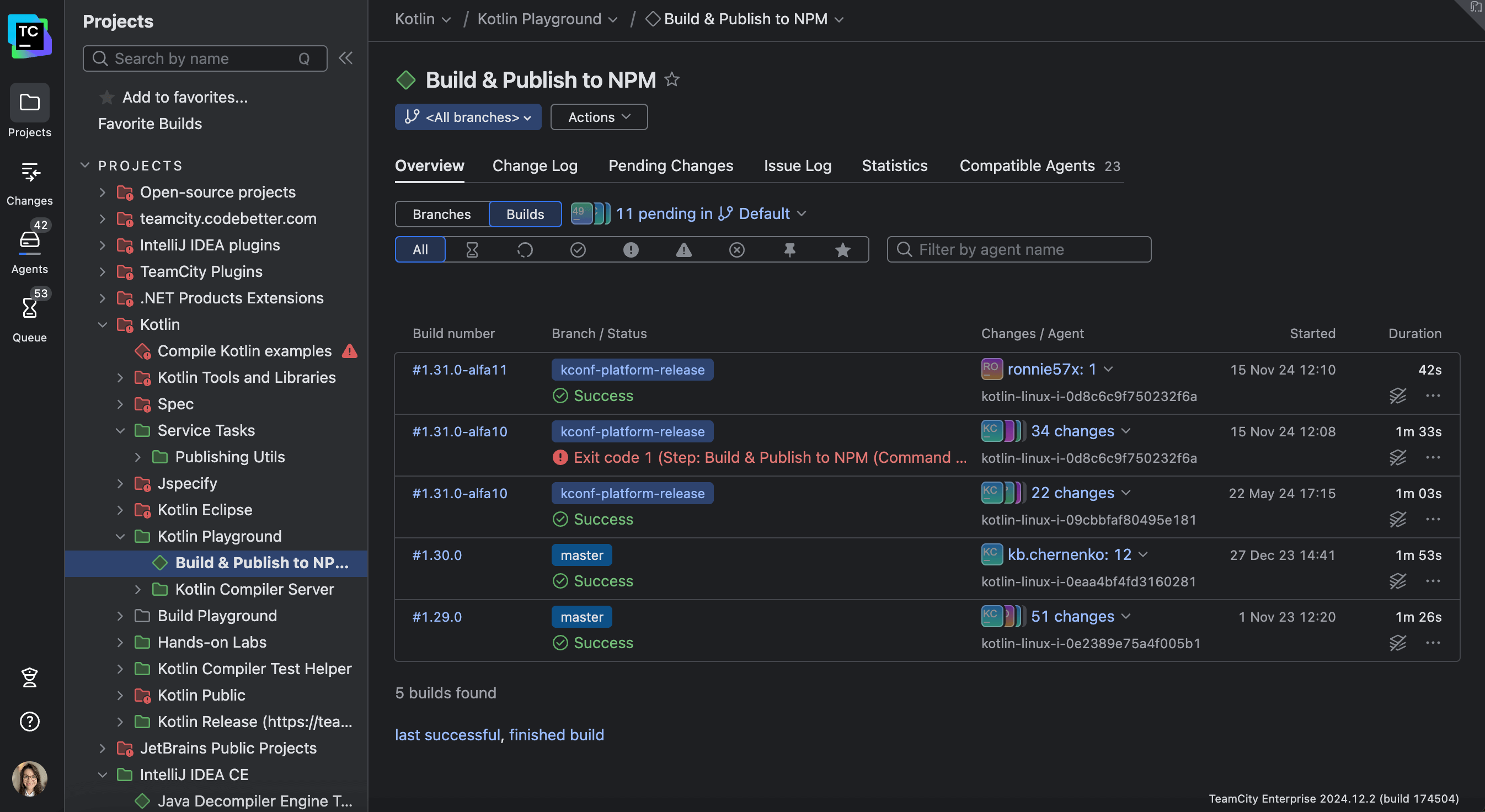 TeamCity UI