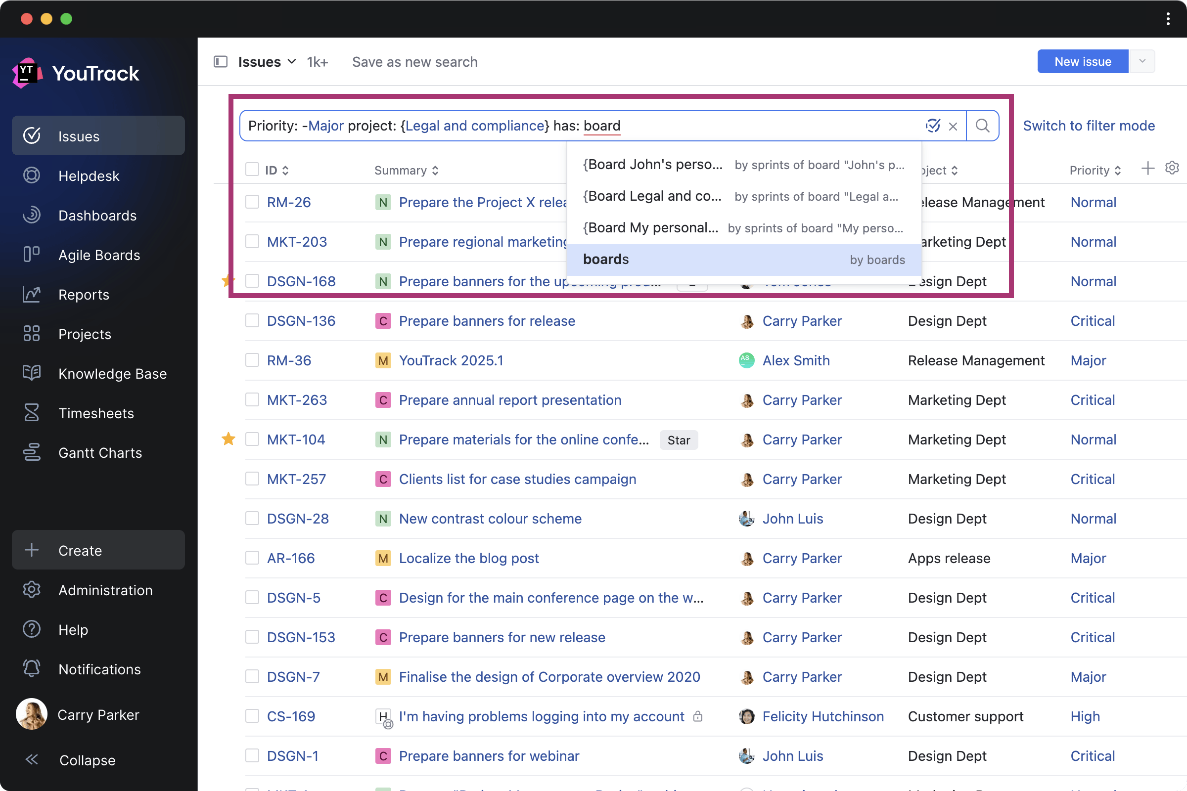 Browsing and managing tasks