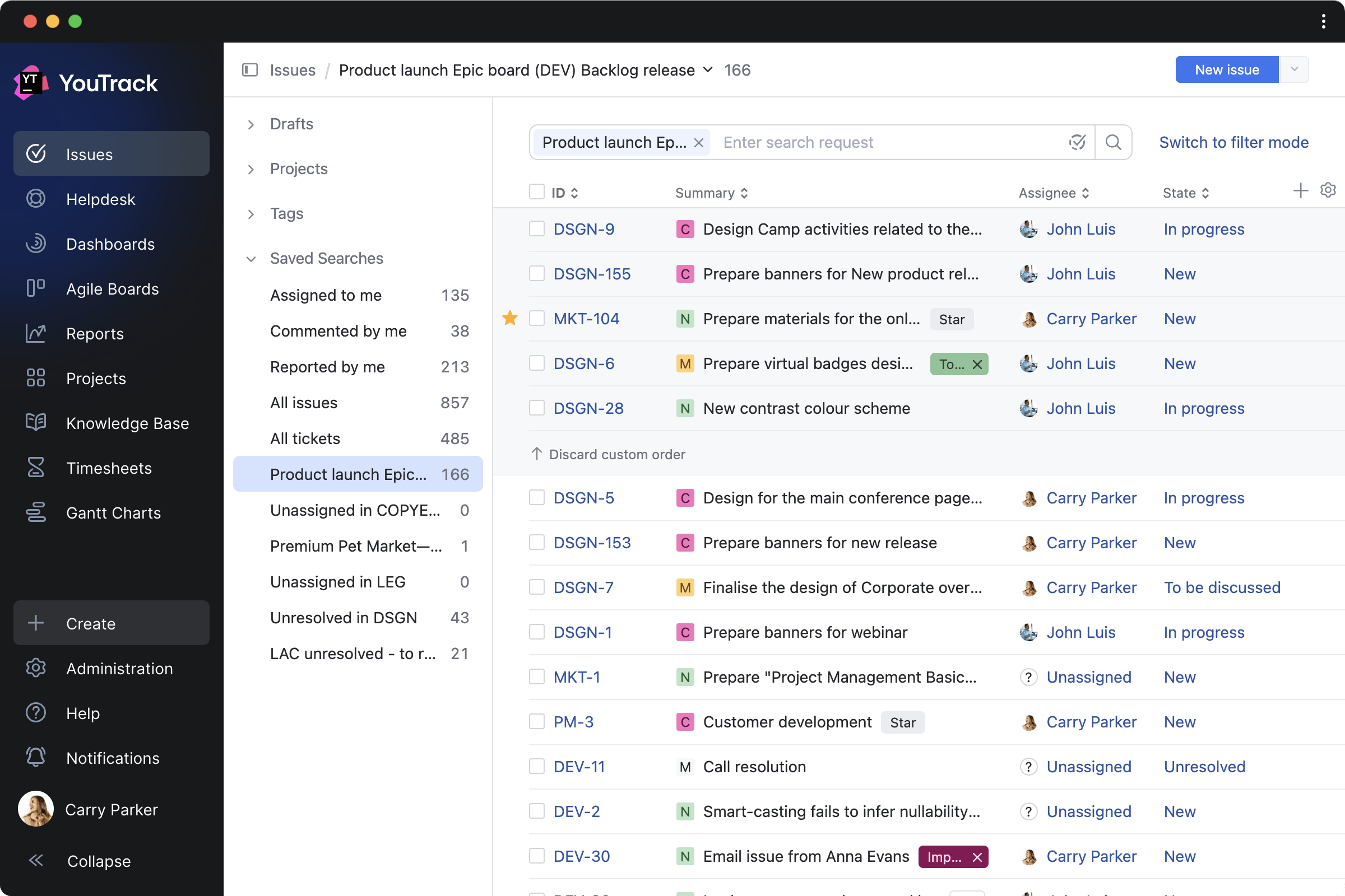 Browsing and managing tasks