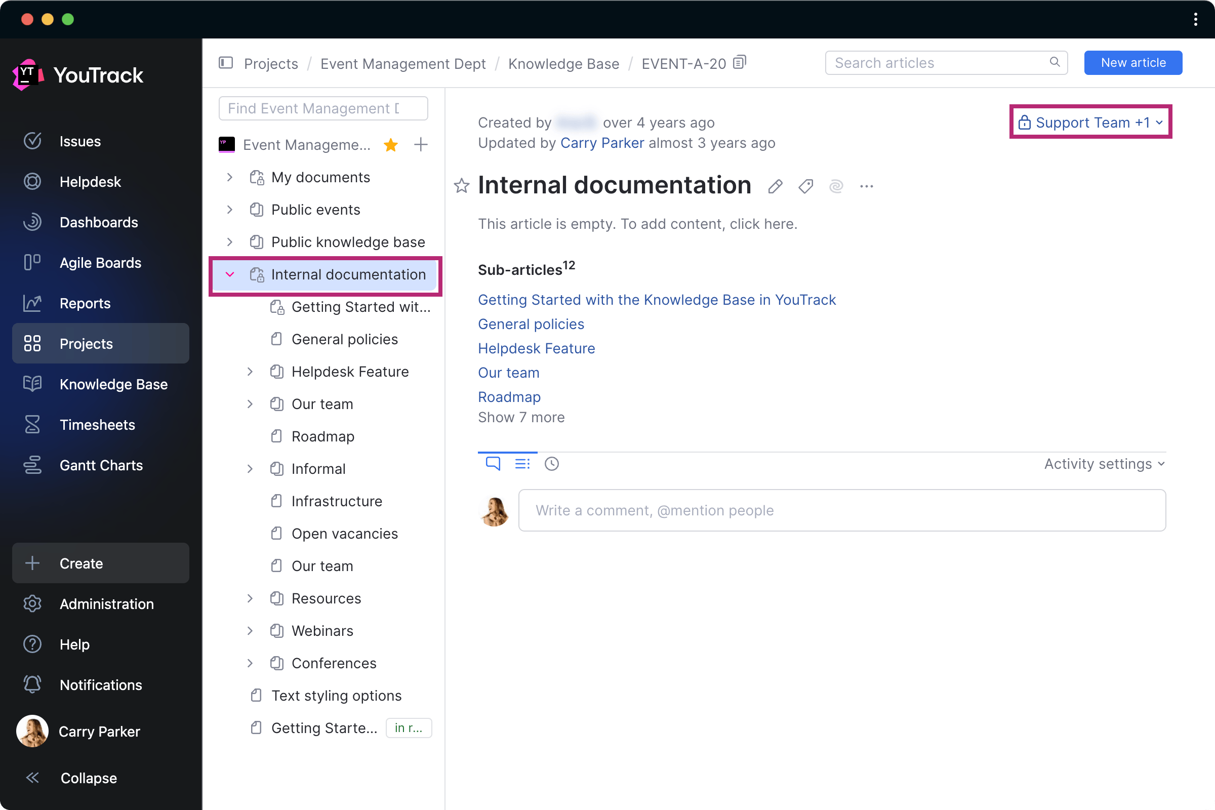 Internal documentation