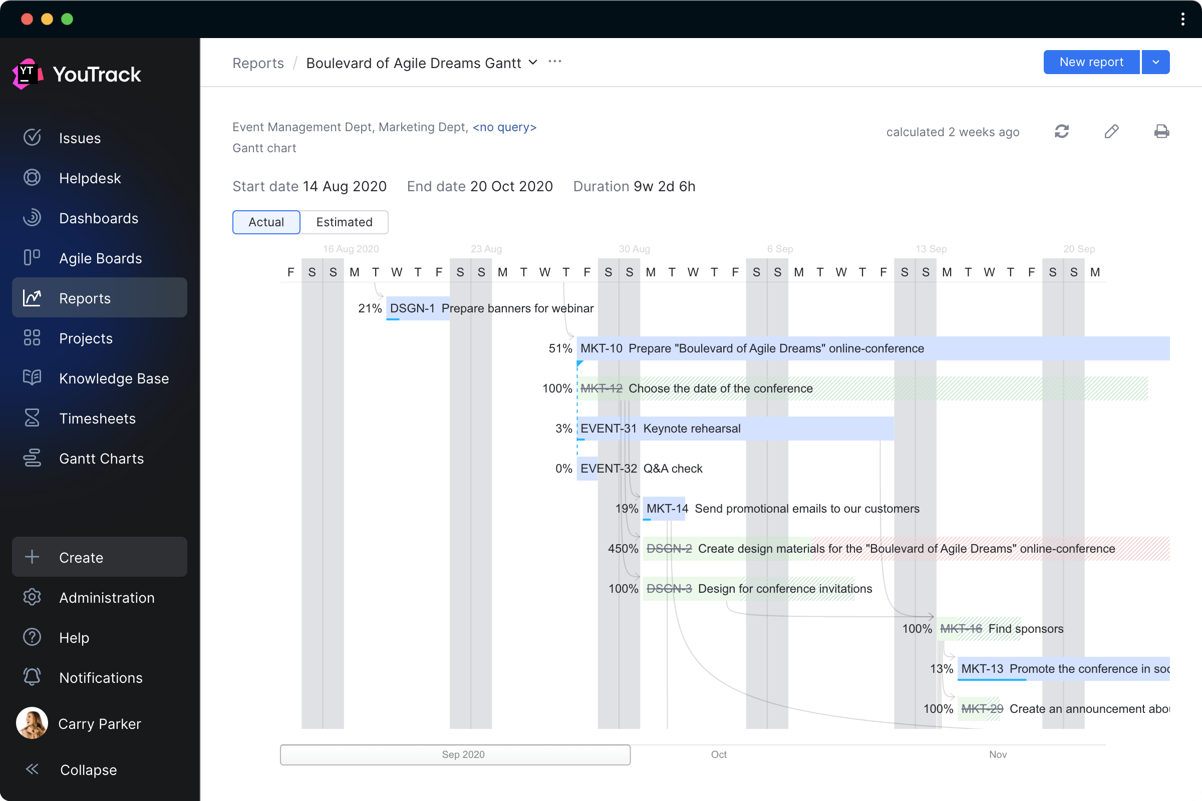 Timeline reports