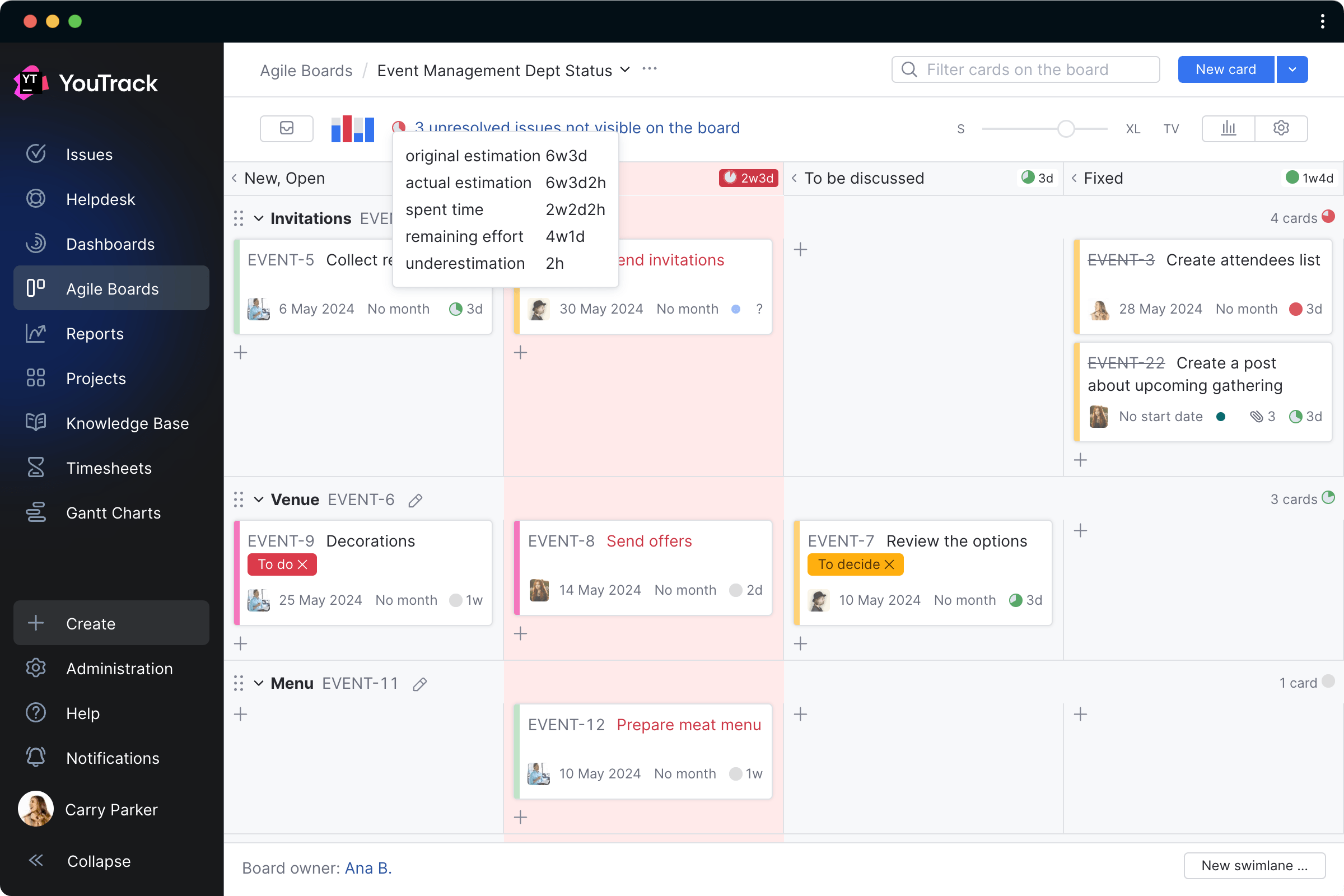 Sprint time tracking
